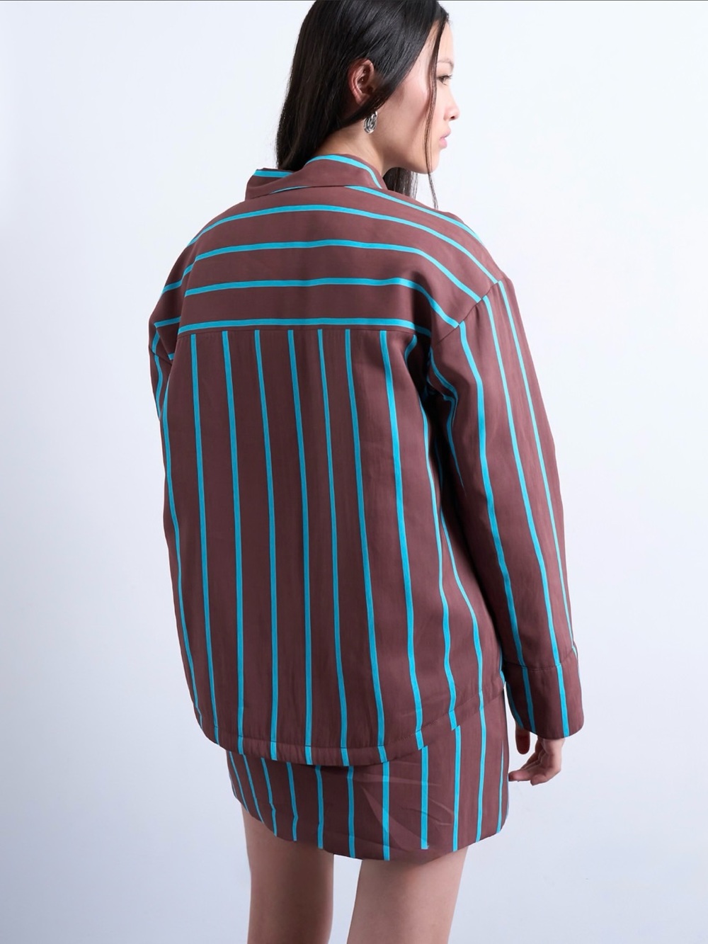 Topshop quilted oversized striped shirt sz 4 - Picture 3 of 9